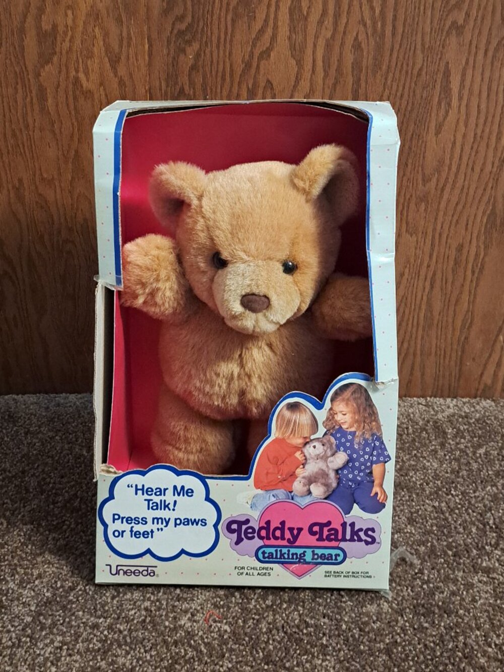 Vintage Rare NWT Uneeda Teddy Talks Talking Teddy Bear in Original Box